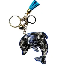 Стиль замша бриллиантовый набор многоцветная Волна шаблон брелок с дельфином кулон обработка настраиваемый