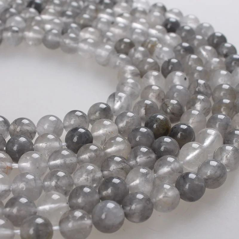 

Natural Stone Beads Cloud Crystal Gray Quartz Beads Round Loose Beads 4 6 8 10 12mm Beads For Bracelets Necklace Jewelry Making