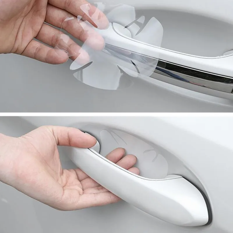 New 4pcs Car stickers Door Handle Scratches Protector Films for Hyundai IX35 IX45 Sonata Verna Solaris Elantra Tucson Mistra | Автомобили