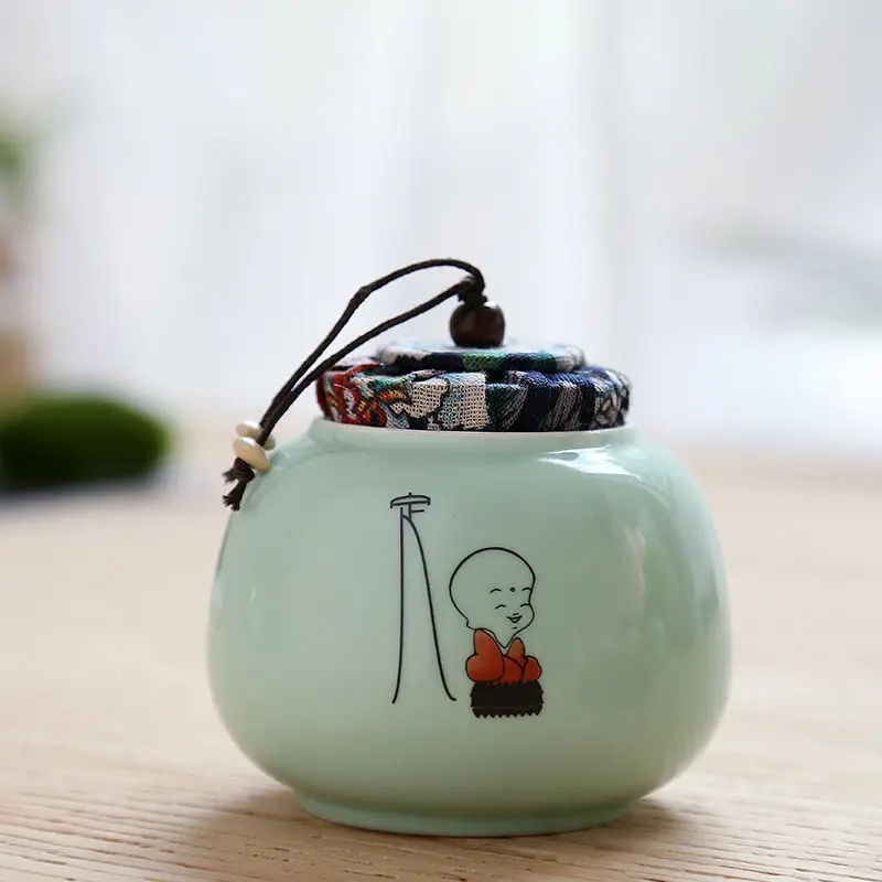 Керамическая банка контейнер для чая два стиля шкафчик для закусок бак Классическая баночка для специй домашний Декор Бутылки Для Хранения Сахара 4 цвета чайная коробка - Цвет: qingci ding