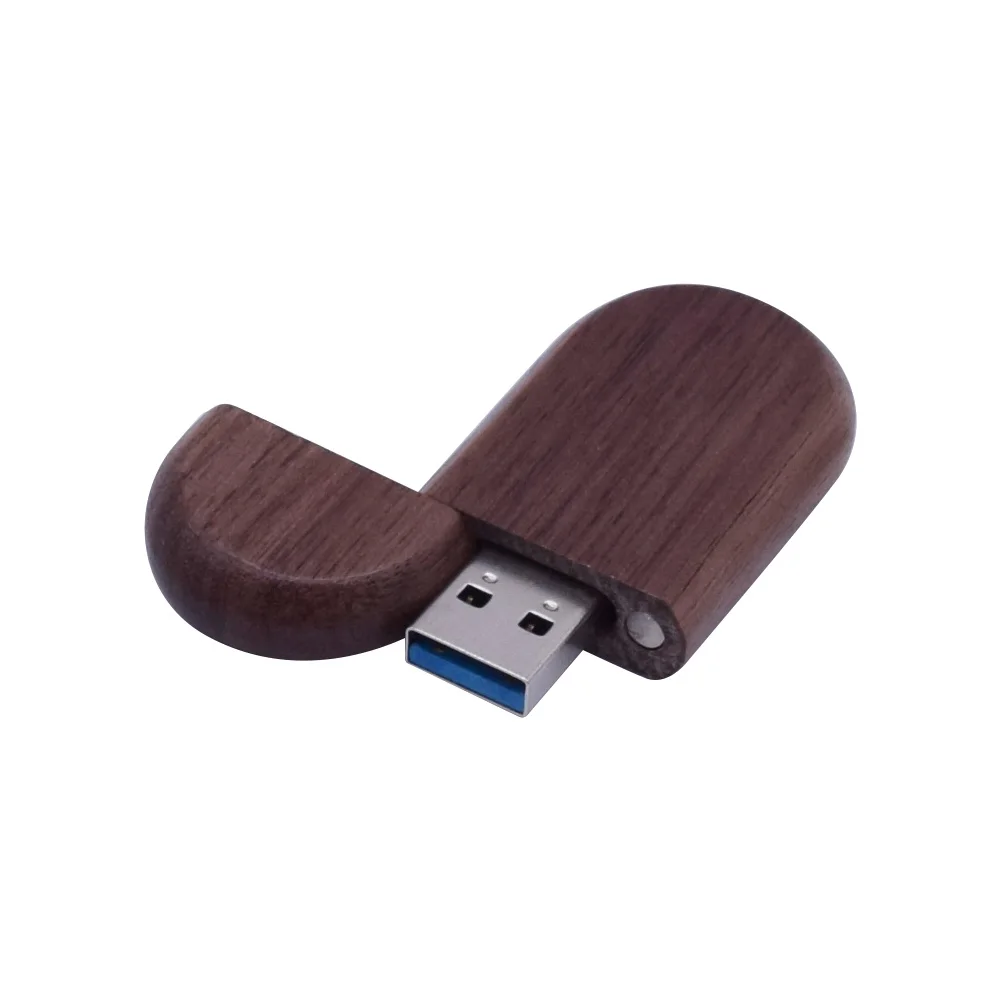 Эллиптическая форма деревянная память USB с коробкой флэш-накопитель 3,0 Пользовательский логотип ручка-накопитель 64 Гб 128 ГБ 32 ГБ Флешка свадебная фотография - Цвет: Walnut USB 3.0
