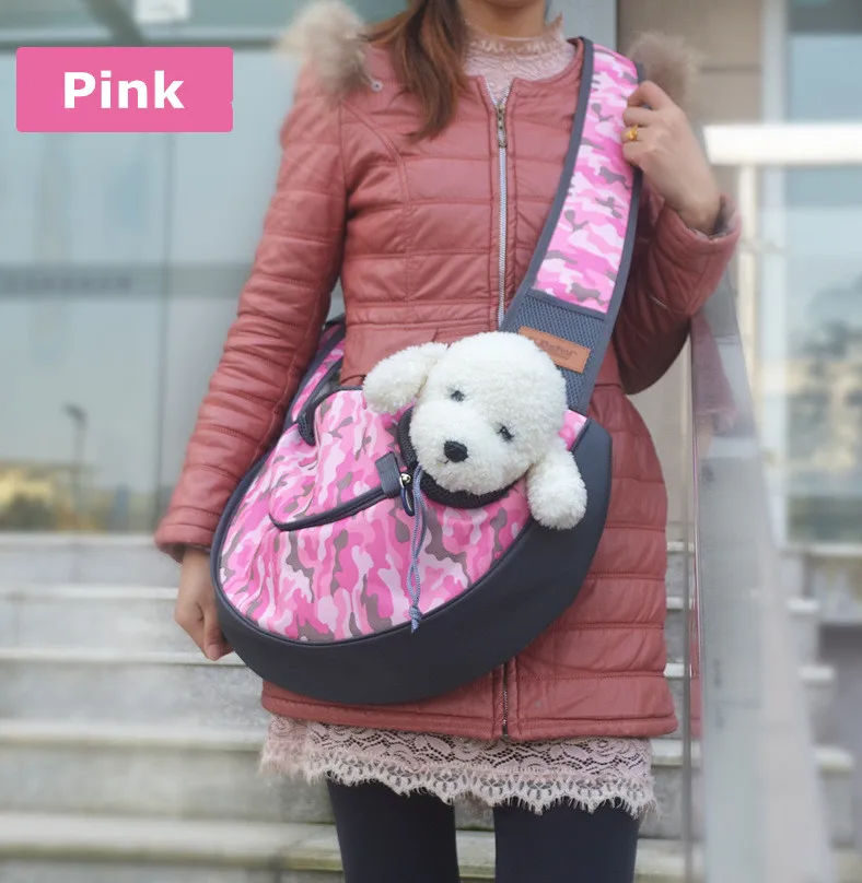Pink Hands-free Puppy Pouch камуфляжная сумка, сумка для собак, переносная сумка на плечо для путешествий с дышащей сеткой - Цвет: Pink