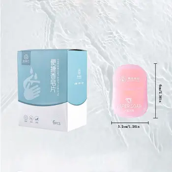 

6pcs/box Portable Disposable Travel Hiking Washing Hand Bath Toiletry Paper Soap