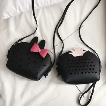 

Mini Messenger Bags Kids Girls Shell Hollowed Crossbody Bags Children Cartoon PU Leather Zipper Shoulder Handbags