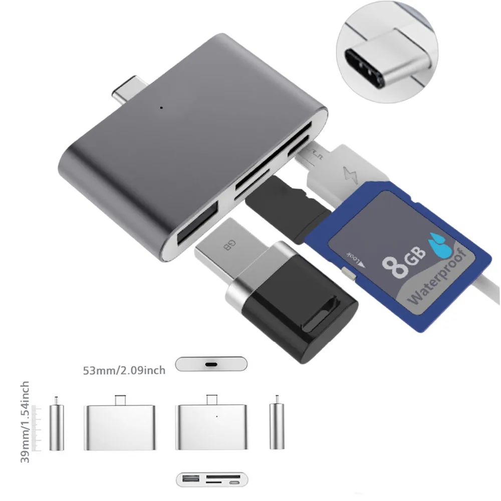 Адаптер ридер Elisona для MacBook Air Samsung Galaxy Note 8 S8 USB Type C HUB OTG Sim CF SD TF|USB-хабы| |