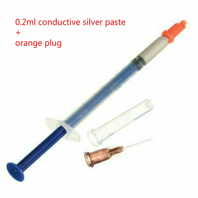 Fil de colle argent conducteur 0.2ML, 1 pièce, colle conductrice électrique  + 1 prise orange