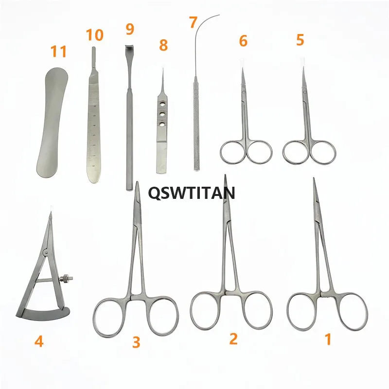 ステンレス製手術器具セット 11本 木製ケース付き ステンレス製手術器具セット 11本 木製ケース付き ステンレス製