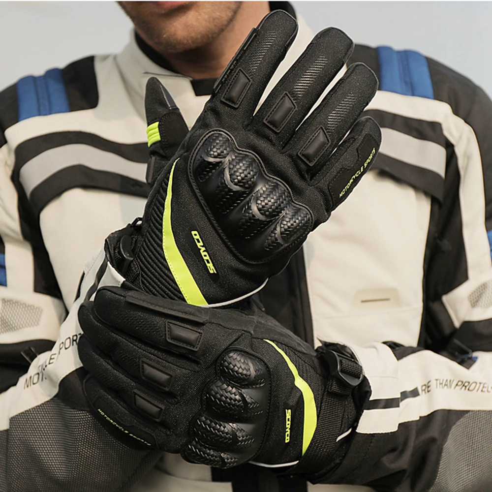 SCOYCO водонепроницаемые Мотоциклетные Перчатки Кожаные Перчатки для мотоциклистов Перчатки для мотокросса с сенсорным экраном зимние ветрозащитные мотоциклетные перчатки для верховой езды