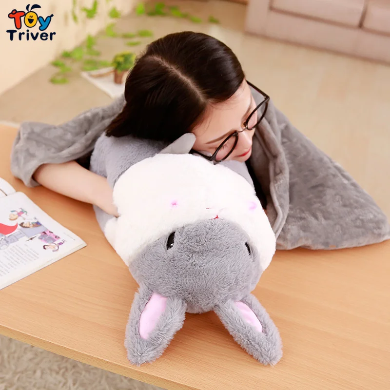 Kawaii Кролик плюшевая игрушка Triver портативное одеяло кукла руки грелка подушка дети мальчик девочка ковер офис Nap ковер подарок