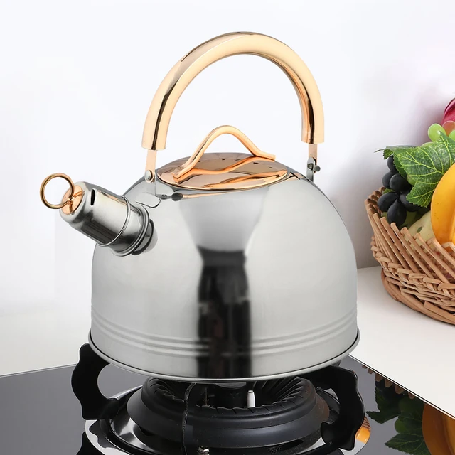 New 2l Stainless Steel Whistling Tea Kettle Food Grade Teapot For Make Tea  Boil Water Compatible Gas Stoves Induction Cookers - Water Kettles -  AliExpress