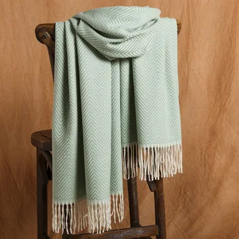 

Vintage Elegant Herringbone Plaid Scarf for Women Fashion Cashmere Scarves Plaid winter Poncho Female Pashmina Merino Wool Shawl