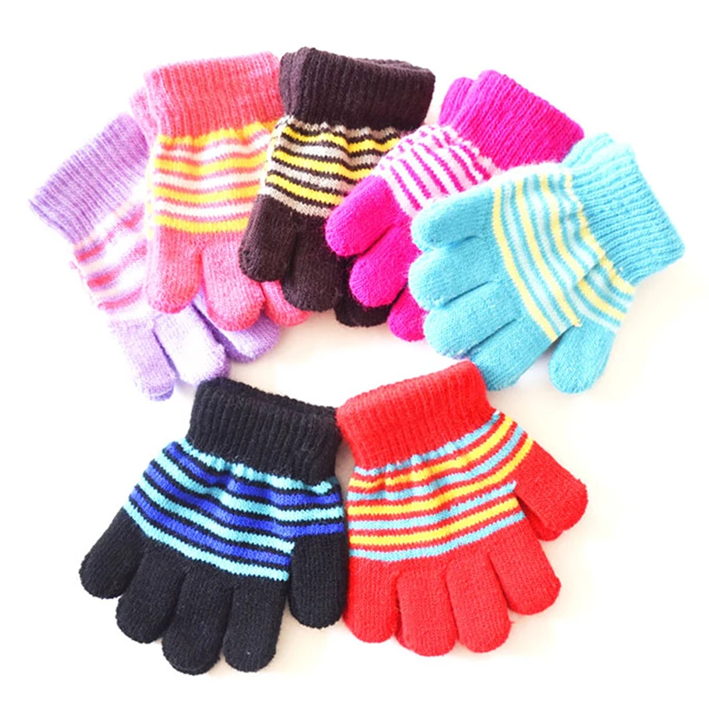 1-5 Years Kids Winter Warm Thicken Gloves Girls Boys Children Cute Mittens Imitation Full Finger Gloves перчатки детские