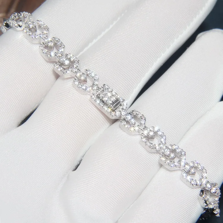 925 пробы, серебряные, хрустальные стразы, геометрические браслеты, браслеты, модные, кубический цирконий, теннисный браслет для женщин, мужчин, ювелирные изделия