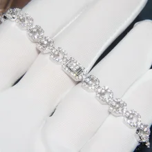925 пробы, серебряные, хрустальные стразы, геометрические браслеты, браслеты, модные, кубический цирконий, теннисный браслет для женщин, мужчин, ювелирные изделия