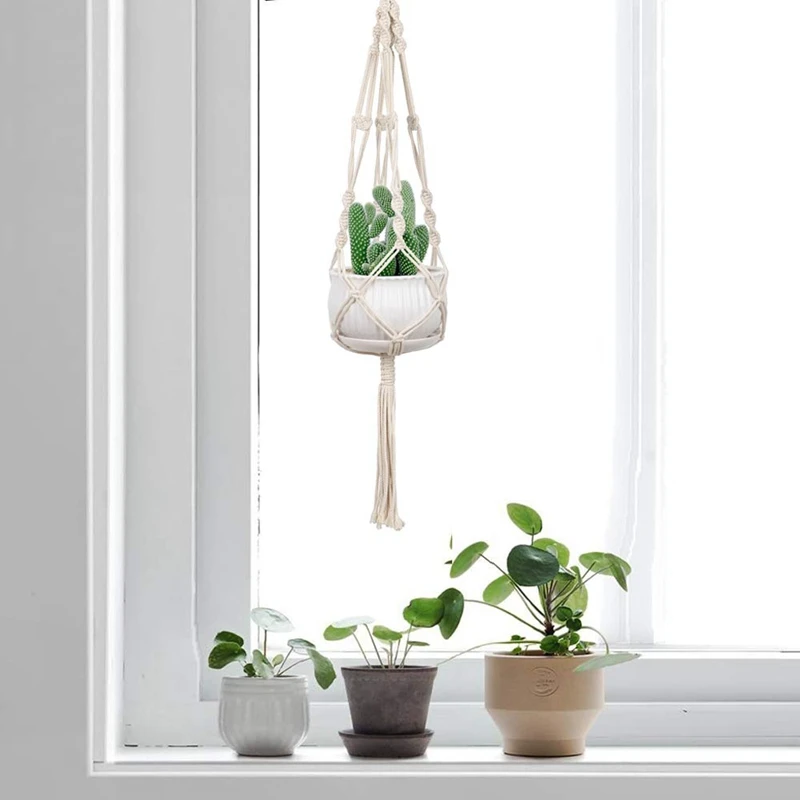 HLZS-3 пакет Macrame вешалки для растений кашпо-стены Висячие клумбы Корзина держатель для внутреннего наружного с крючками-бохо хо