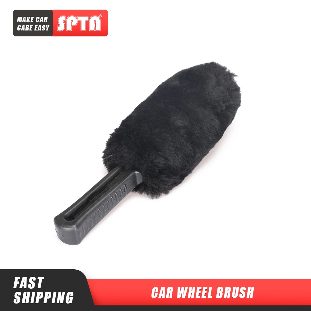 Spta Gerbil Wheel And Rim Brush Car Wheel Tire Rim Portable Microfiber Brush With Plastic Handle