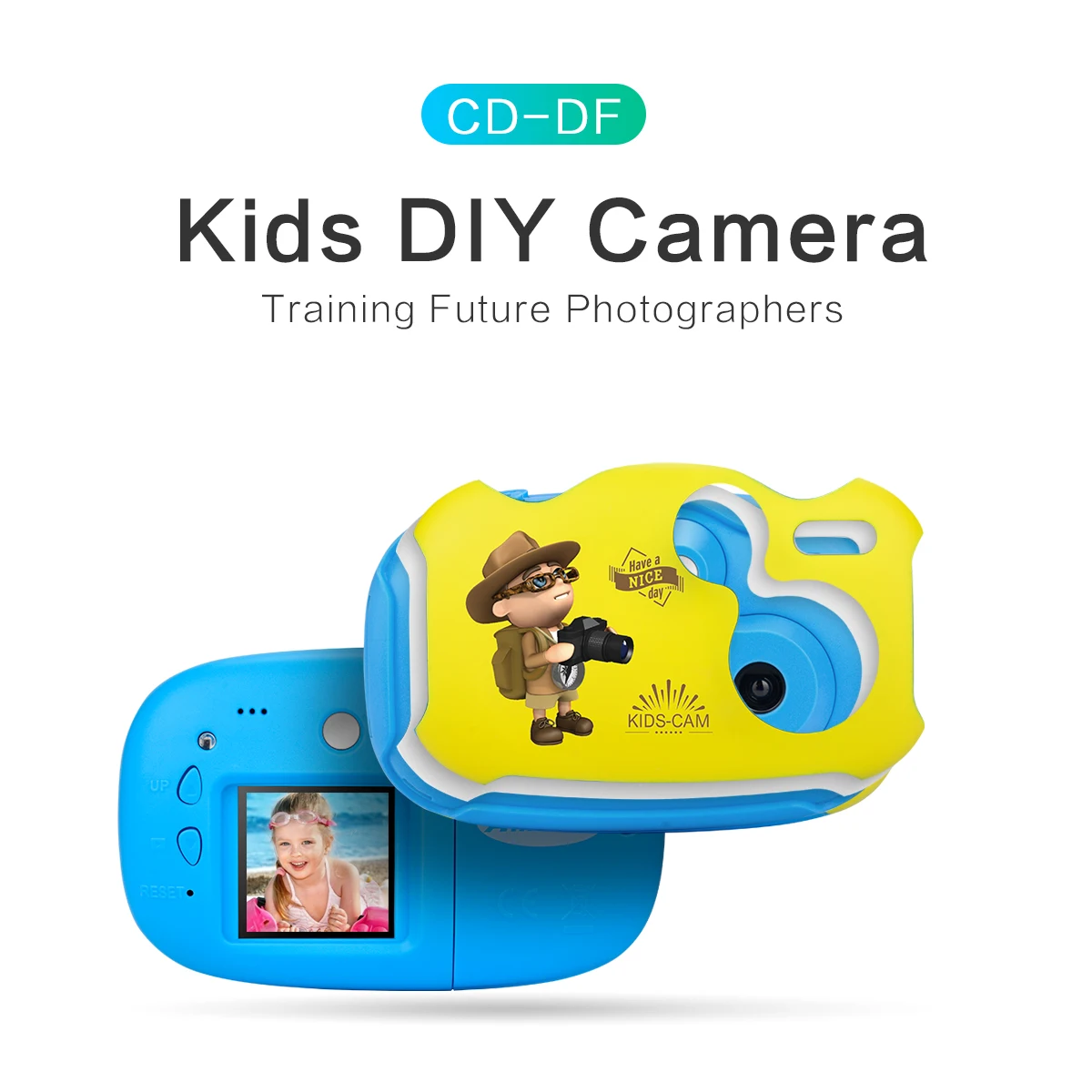 Blue DF Милый мультфильм Синий Водонепроницаемый Детские камеры цифровая hd-камера дисплей для детей Gifts1.44/1,5/2 дюйма - Цвет: Blue DF