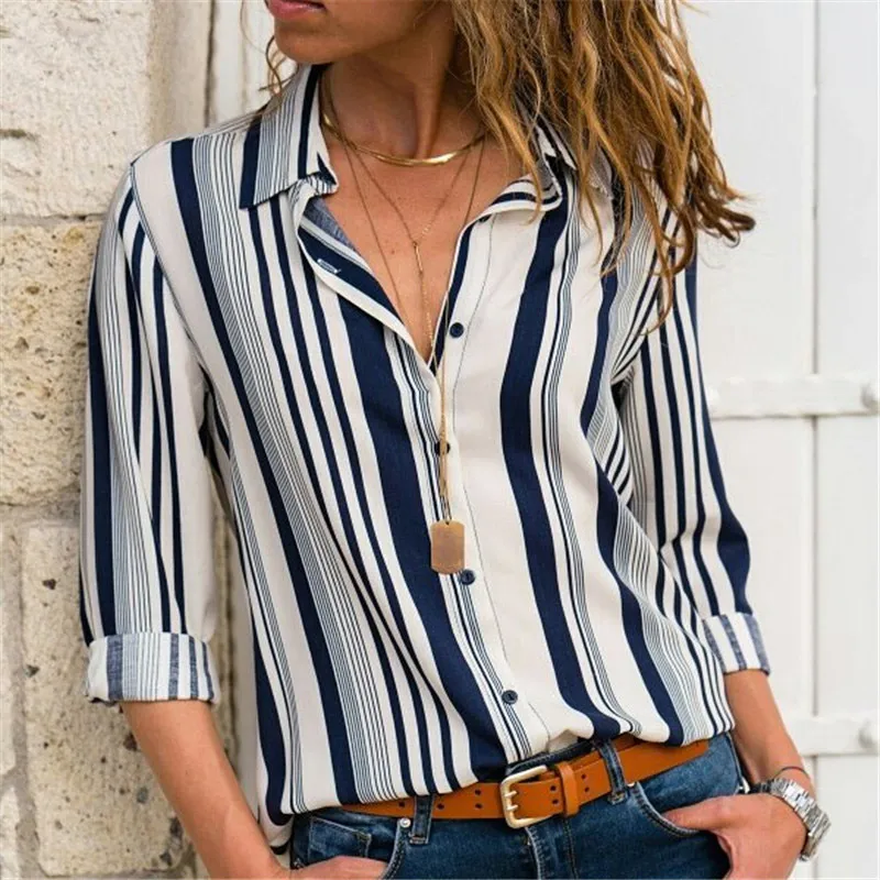 Женские блузки, модная офисная рубашка с длинным рукавом и отложным воротником, блузка для отдыха, повседневные топы размера плюс, женские блузы