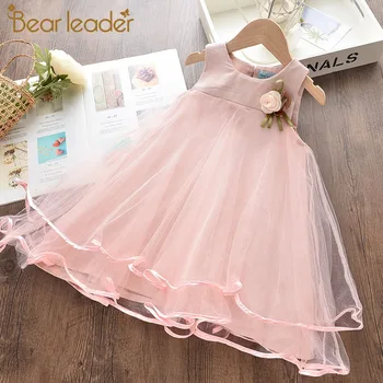 

Bear Leader Girls Summer Dress New Brand Kids Floral Sequin Appliques Party Dress Fashion Mesh Costume Sweet Children Vestidos