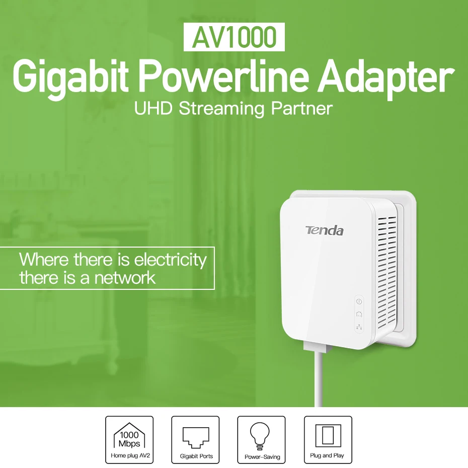 Tenda-Adaptador Gigabit Powerline, PLC Ethernet P3, Plug and Play para  Parceiro de Streaming UHD, PH3 AV1000, 1 Pacote/Kit, 1 Pacotes - AliExpress