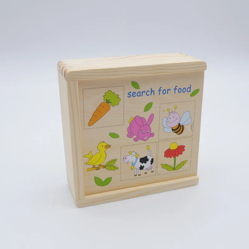 New New 4 Styles Wooden Puzzle Toys Children 3D Puzzle Figure/Animals/Food Mtachin Toy Drawing Board Learning Wood Toys D125