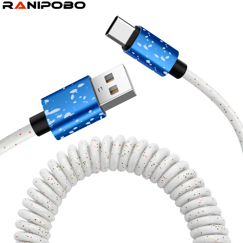 USB Type C выдвижной пружинный USB C кабель для Samsung Galaxy S9 Oneplus 6 Быстрый спиральный зарядный кабель 8 контактный кабель для передачи данных|Кабели для мобильных телефонов| | АлиЭкспресс