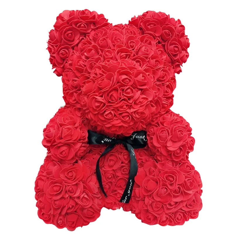

25/40cm Teddy Bear of Rose Artificial Flowers Rose Bear for Women Valentines Wedding Christmas Gift Box Home Decor Dropshipping