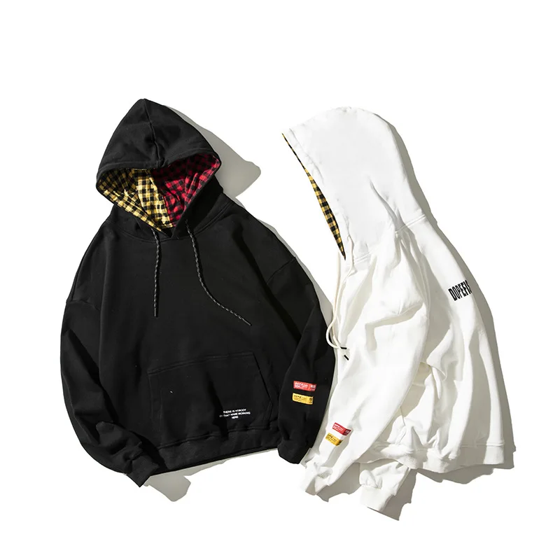 

2019 Autumn New Style Hooded Joint Plaid Base Hoodie