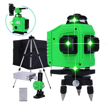 

12/16 Line Green Laser Level Powerful 360 Rotary Adjustment 3D 4D Self-Leveling Laser Level Horizontal&Vertical Cross Lines Work