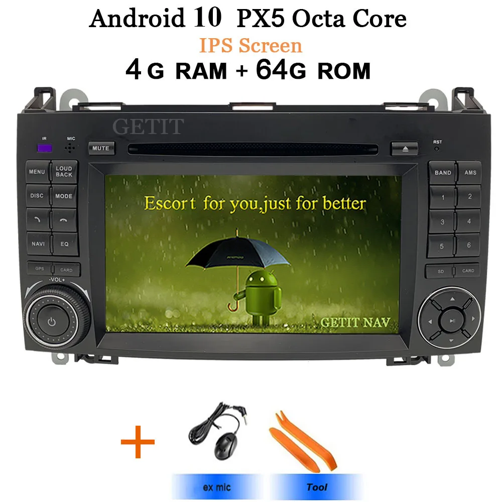 Android 10 2din Авто Радио DVD мультимедиа для Mercedes Benz B200 A B класс W169 W245 Viano Vito W639 Sprinter W906 wifi gps - Цвет: IPS PX5 4G-64G