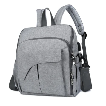 

USB Interface Mummy Bag Backpack Large Capacity Waterproof Nursing Maternity Diaper Bag Baby Booster Seat Feeding Chair Pad