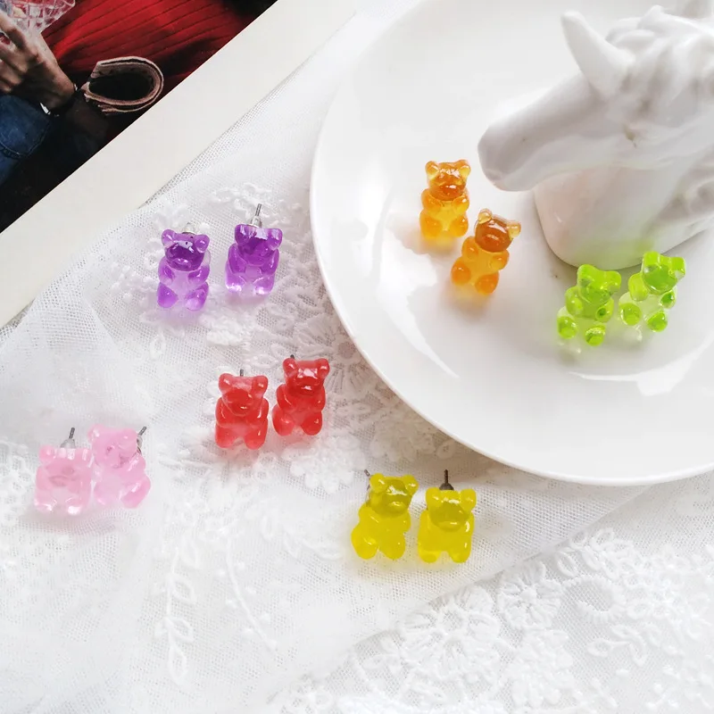 

Sweet Red Candy Bear No Hole Earring Daily Funny Multi Animals Clip Earrings