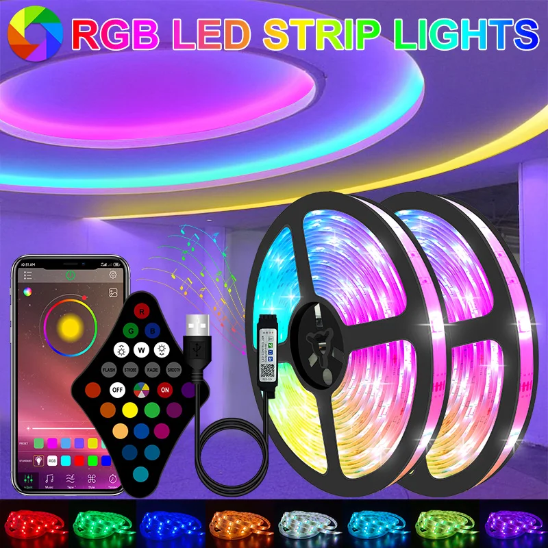 USB RGB SMD Bluetooth Светодиодная лента 5050 DC5V Гибкая лампа Диодная ТВ фоновое освещение