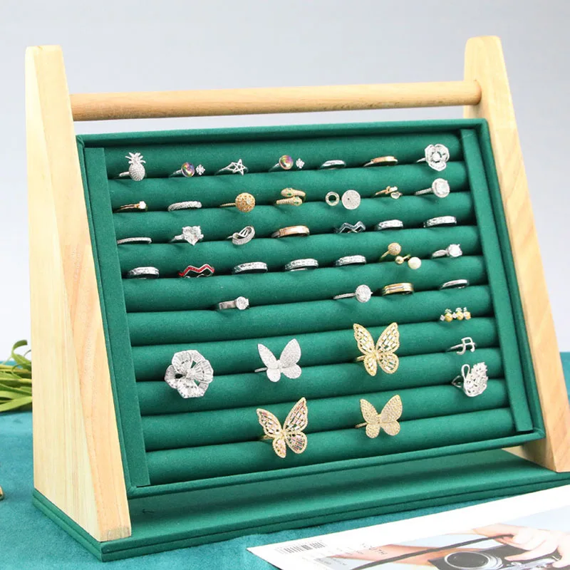 

Velvet Wood Jewelry Rack Hanging Earring Bracelet Jewelry Rack Ring Storage Rack Counter Display Jewelry Display Props