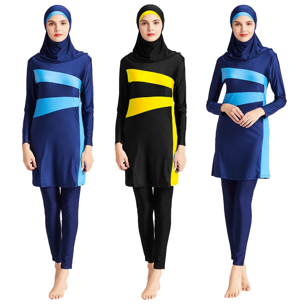 4XL Fully Covered Swimsuit Hijab Women Dress M 3 pieces Set Muslim swimwear islamic swimwear Women Burkini Hijab Swimsuit