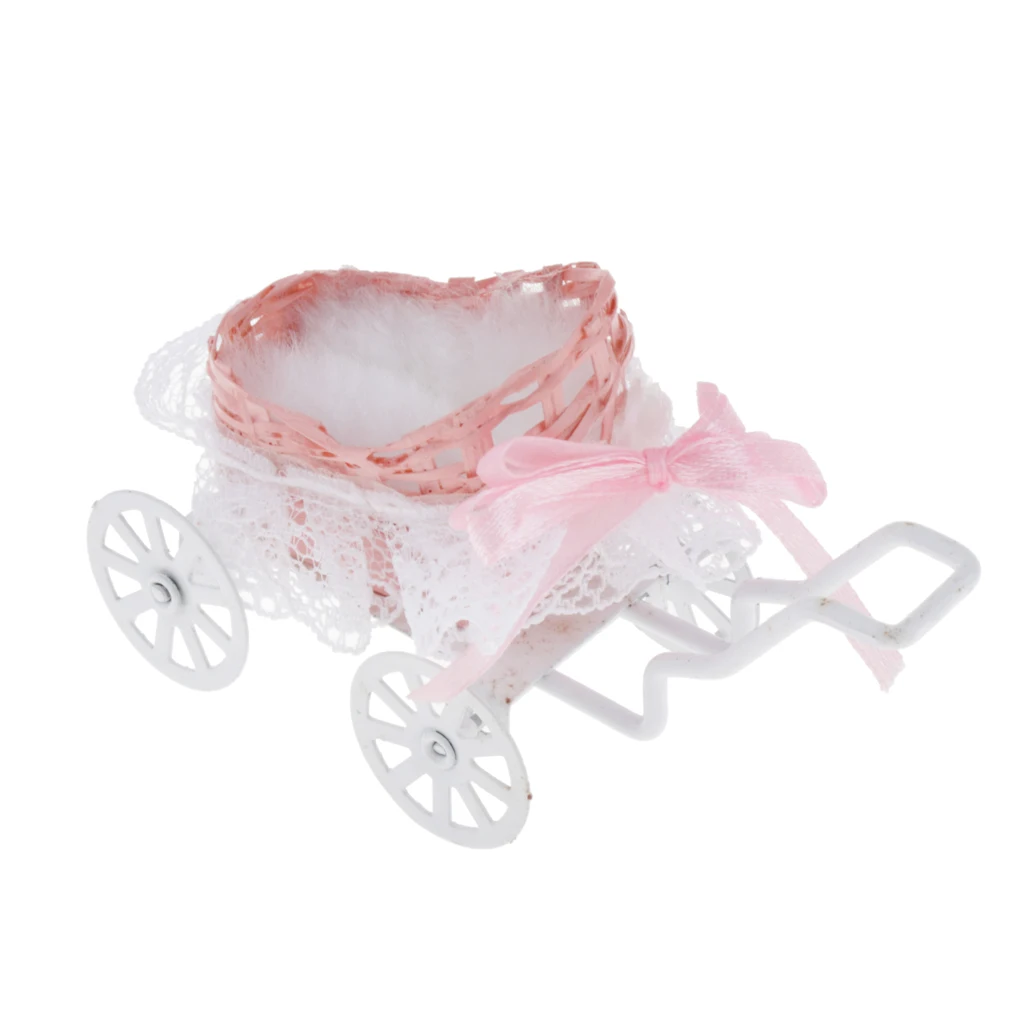 1:12 Dollhouse Miniature Baby Doll Cart Stroller With Lace Room Accessory