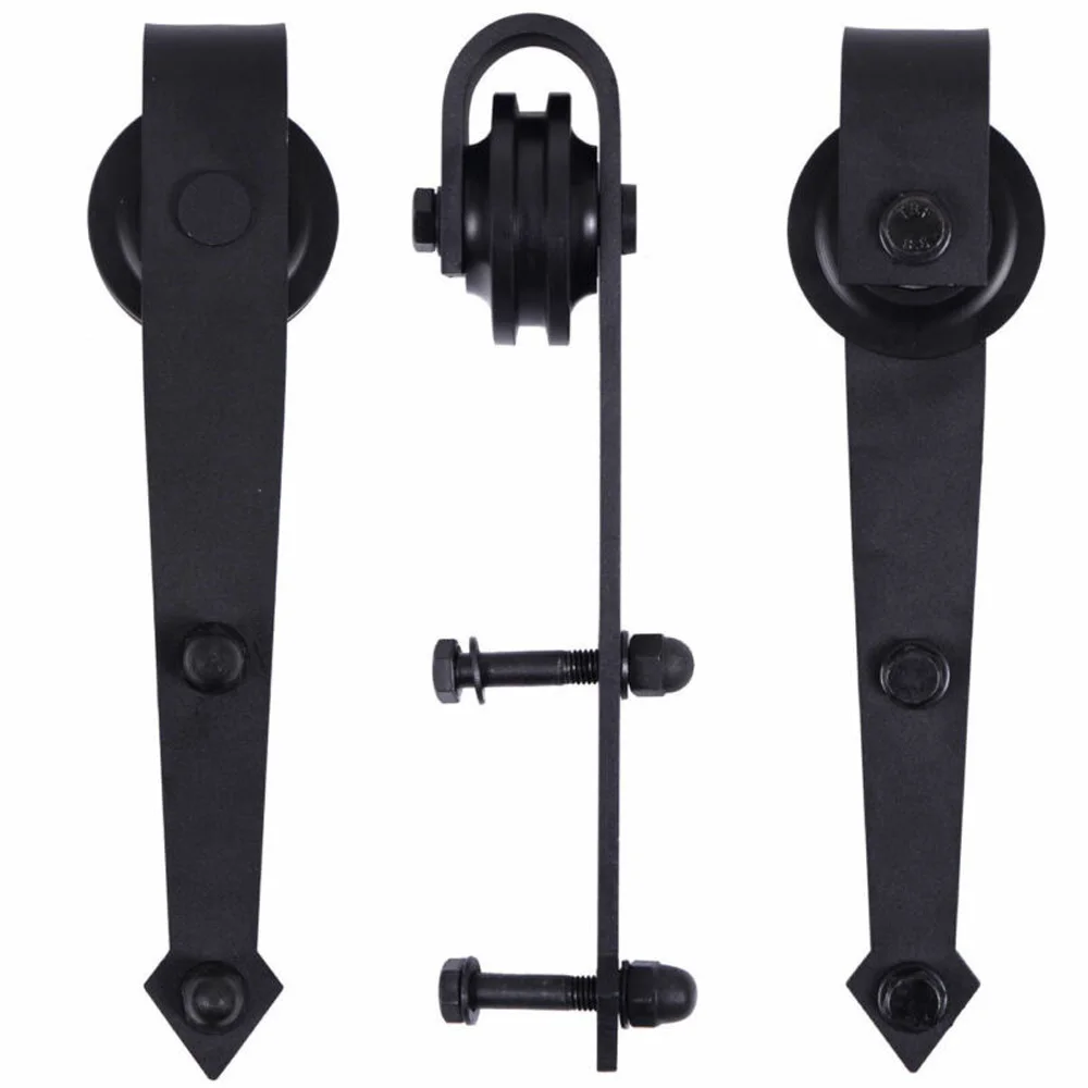 

2pcs Metal Sliding Barn Wall Wood Door Hardware Slide Closet Rolling Rail Track