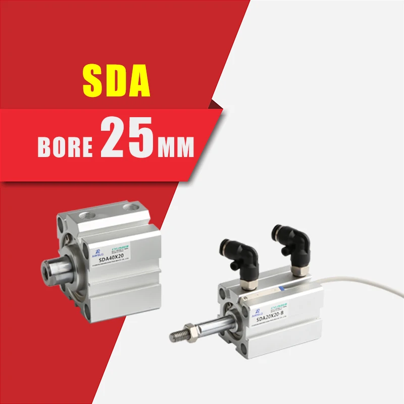 NEW SDA25 x 25 Pneumatic SDA25-25mm Double Acting Compact AIR Cylinder 