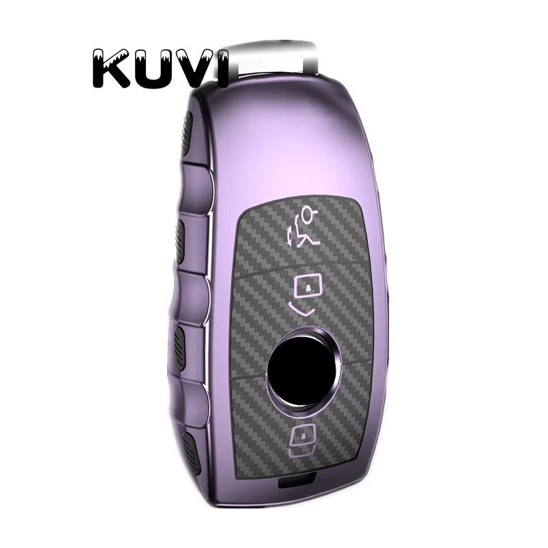 purple Чехол из ТПУ+ углеродного волокна для автомобильных ключей защитный чехол для Mercedes Benz E класс W213 S класс аксессуары - Название цвета: purple