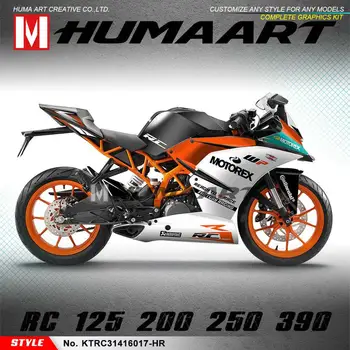 

HUMAART Complete Graphics Racing Logo Decals Custom Vinyl Wrap Stickers for KTM RC 250 390 RC250 RC390 2014 2015 2016, 3M