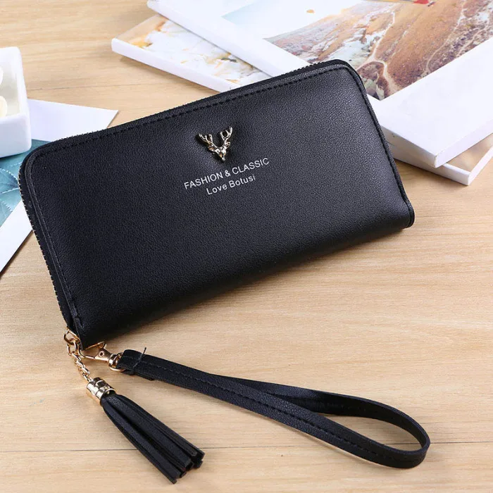 Women Lady Wallets Long Handbag Zipper Purses Bag Deer Pattern For Coin Money Cards-OPK