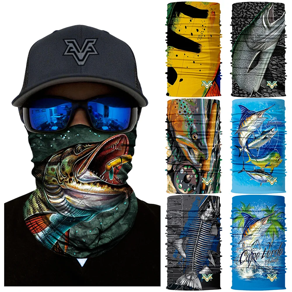 3D Fishing Headband Outdoors Sea UV Protection Neck Scarf Fishbone FACE MASK Hunting Fisher Balaclava Seamless Bandanas | Спорт и