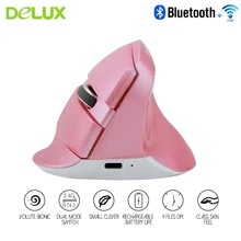Delux M618 Двухрежимная мышь 2,4G Bluetooth 4,0 Беспроводная оптическая мышь 6D 2400 dpi бесшумный вертикальный эргономичный мышь для ПК ноутбука