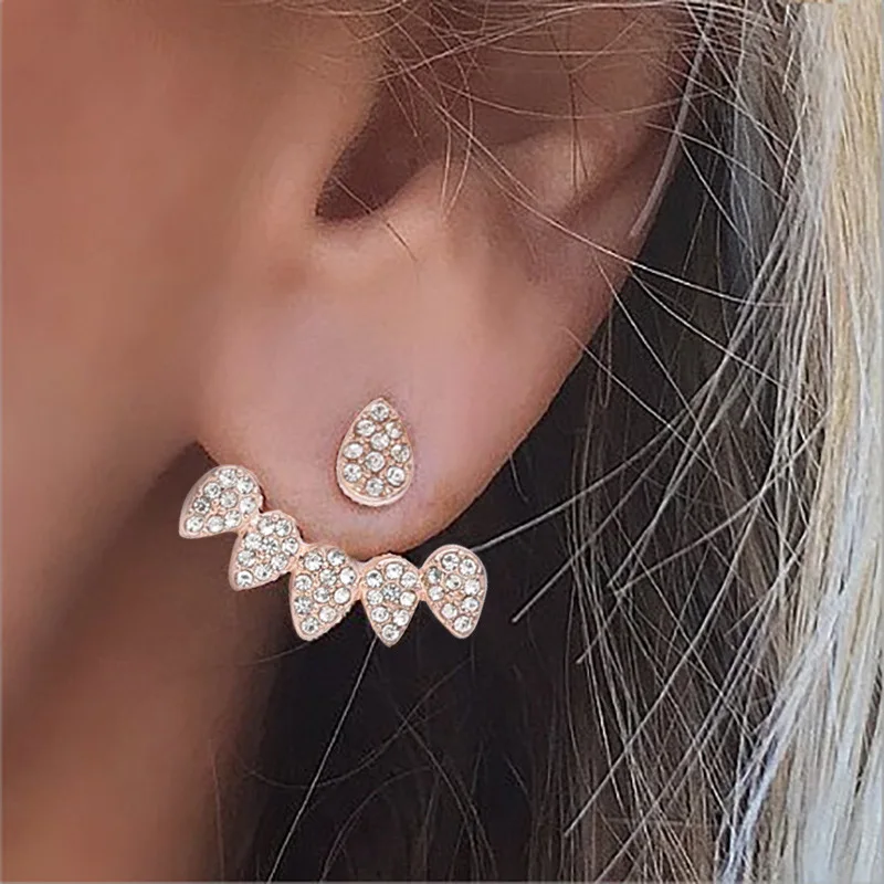 

Crystal Water Drop Stud Earrings for Women Female Crystal Earring Gold Bijoux Jewelry Woman