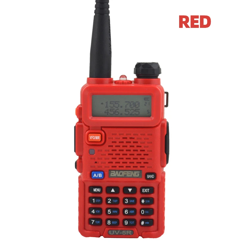 Красный BaoFeng-UV-5R Plus двухстороннее радио Walkie Talkie 5 Вт 128CH VHF UHF двухдиапазонный(Бесплатные подарки: ручной микрофон и наушники микрофон/гарнитура - Цвет: Красный