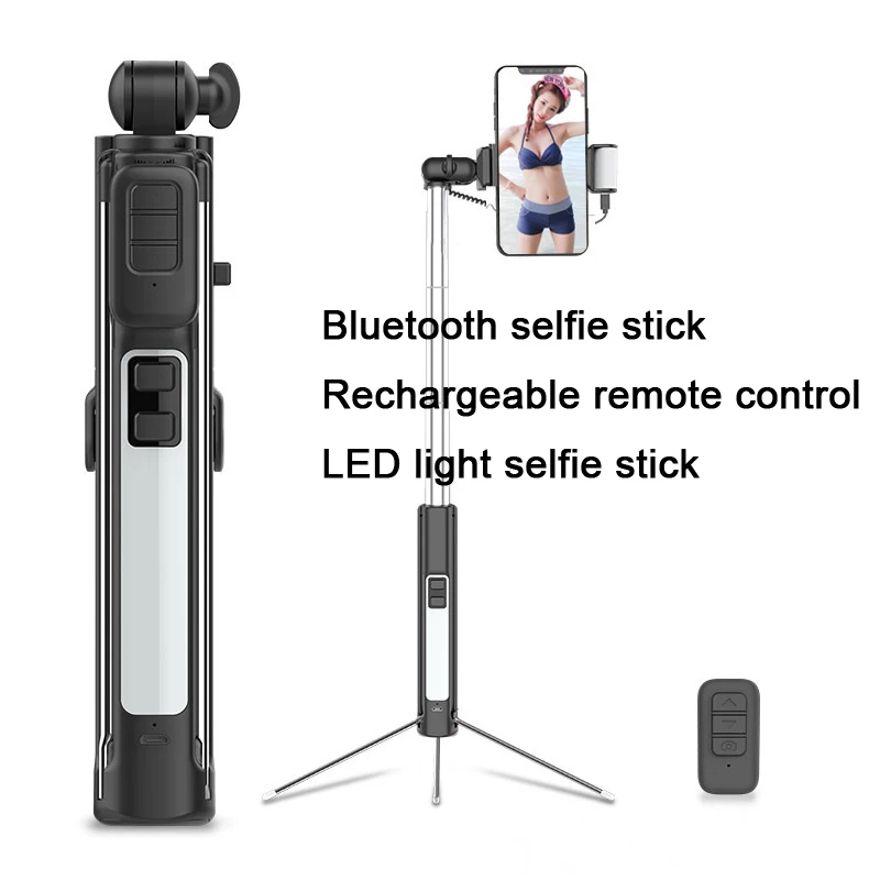 YUNAO A18 Bluetooth selfie stick платные selfie stick с светодиодный заполняющий светильник максимальная длина 1600 мм телефон selfie палку штатив-Трипод