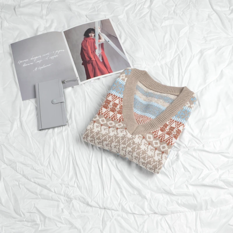 Женский шерстяной свитер повседневный Трикотажный жилет без рукавов с v образным