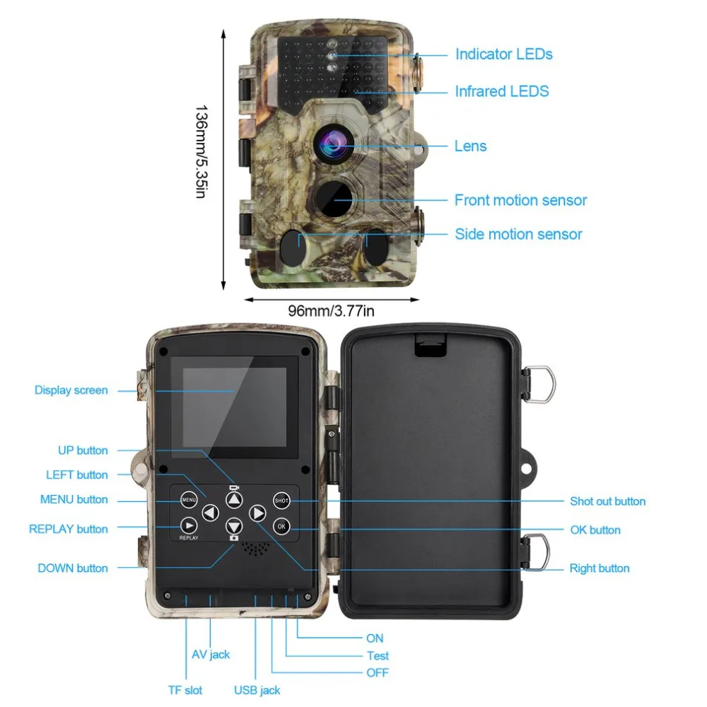 Цифровая игровая камера для слежения IP56, водонепроницаемая, 12 МП, 1080 P, камера для наблюдения за дикой природой, Охотничья камера, 2,31 дюймов, ЖК-дисплей, 120 градусов, ночное видение