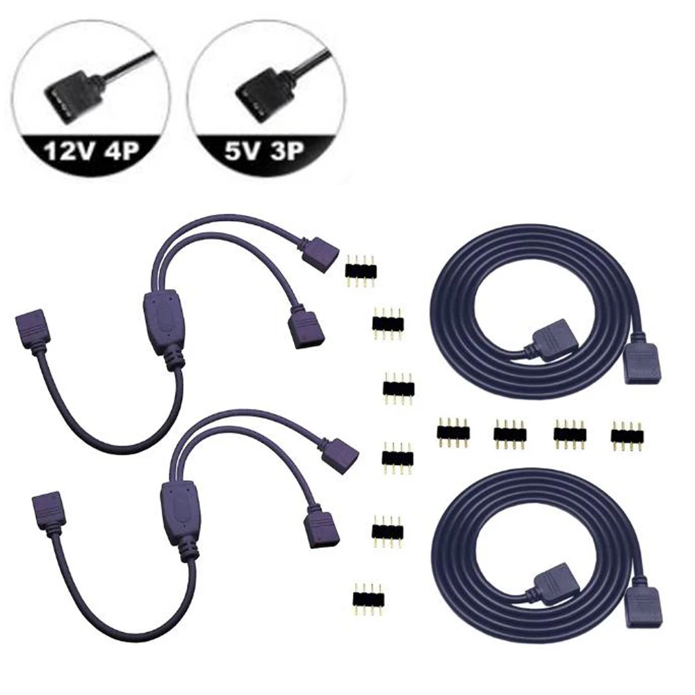 5V 3Pin / 12V 4PIN RGB Connector 1 To 1 2 3 4 Wire Splitter Extension Cable  for Computer Fan Motherboard AURA RGB LED Tape Light|Connectors| -  AliExpress