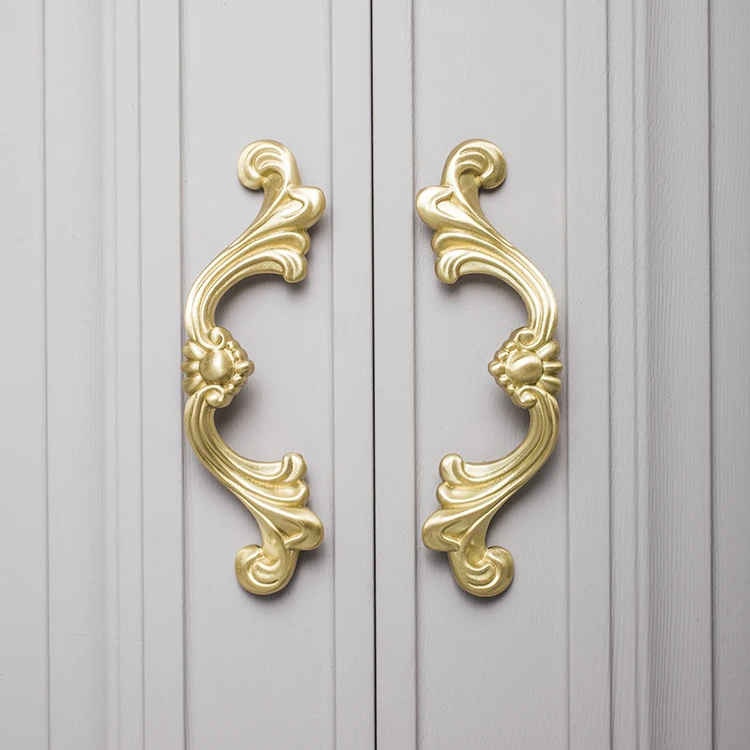 poignée rétro européenne en laiton pour porte or